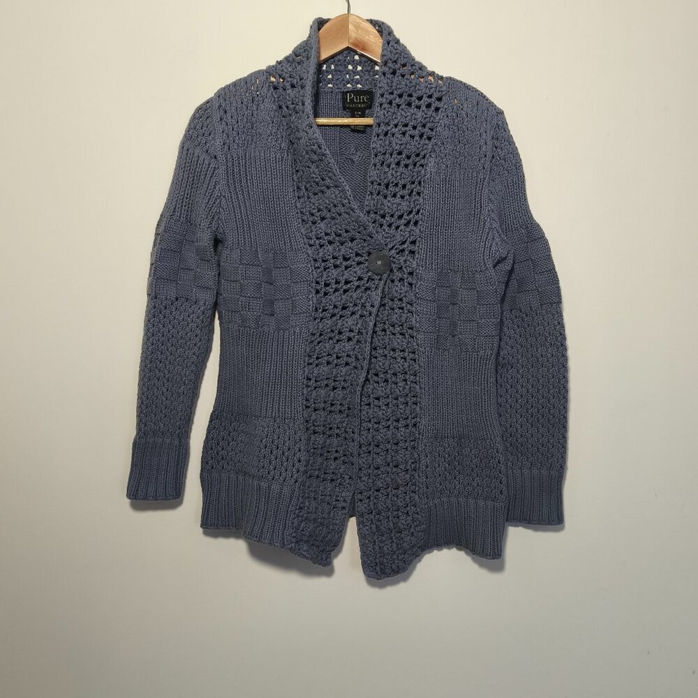 Overland Pure Handknit 100% Cotton Saraburi Chunky Tunic Sweater sz S/M Gray